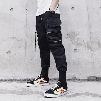 Men Fashion Casual Harem Pant High Street Hip Hop Male Big Pocket Slim Fit Cargo Trousers Biker Pant Jogger Sweatpants