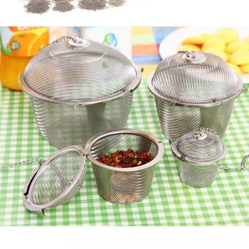 New Arrive Silver Reusable Stainless Mesh Tea Infuser Leaf with Lid Chain Coffeeamp;Tea Tools for Brewing Tea Leaf Spice Filter