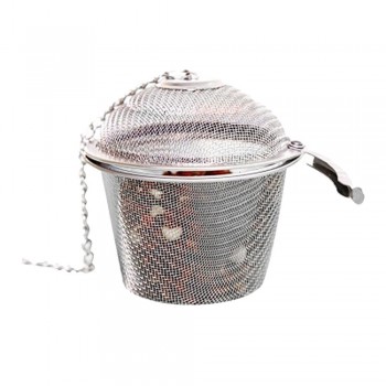 New Arrive Silver Reusable Stainless Mesh Tea Infuser Leaf with Lid Chain Coffeeamp;Tea Tools for Brewing Tea Leaf Spice Filter