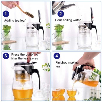 BORREY Heat Resistant Glass Teapot With Infuser Filter Chinese Kung Fu Puer Oolong Tea Teapot 500Ml Kamjove Tea Pot Water Kettle