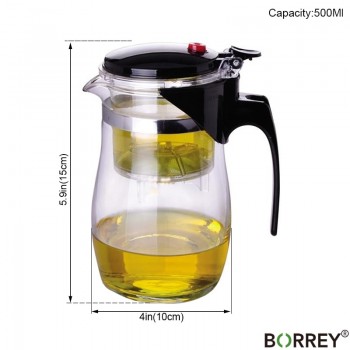 BORREY Heat Resistant Glass Teapot With Infuser Filter Chinese Kung Fu Puer Oolong Tea Teapot 500Ml Kamjove Tea Pot Water Kettle