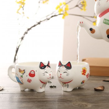 Cute Cat Cups Cartoon Plutus Teapots Coffee Milk Mug Sets Creative Breakfast Tea Pot Cup Ceramic Home Decor Christmas Gifts