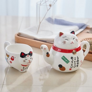Cute Cat Cups Cartoon Plutus Teapots Coffee Milk Mug Sets Creative Breakfast Tea Pot Cup Ceramic Home Decor Christmas Gifts