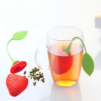 3Pcs/lot  Silica Gel Strawberry   IlterTea Strainer Bag Tea Strainer Bag Ball Sticks Loose Herbal Spice Infuser Filter tools