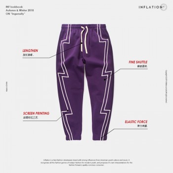 INFLATION 2018 FW Stripe Screen Print Sweatpants Streetwear Mens Elastic Waist Track Pants Force Jogger Trousers 8836W