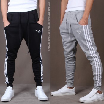 2018 New Fashion Tracksuit Bottoms Mens Casual Pants Cotton Sweatpants Mens Joggers Striped Track Pants Gyms Clothing