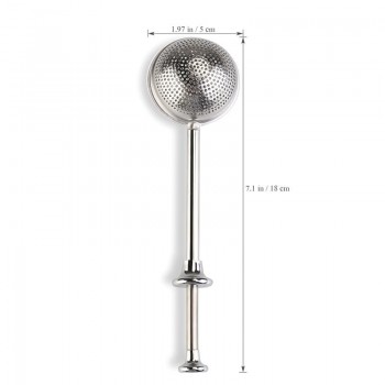 ROSENICE Ball Shaped Leaky Spoon Stainless Steel Push Style Tea Infuser Strainer (Silver)