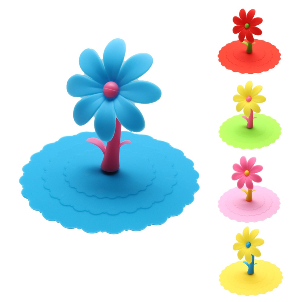 Cute Sunflower Cup Lid Lace Dustproof Reusable Silicone Cup Lid DIY Free splicing Thermal Insulation Cup Cover Seal Cover