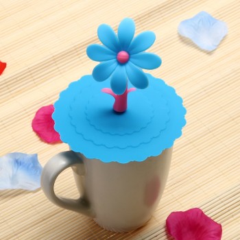 Cute Sunflower Cup Lid Lace Dustproof Reusable Silicone Cup Lid DIY Free splicing Thermal Insulation Cup Cover Seal Cover