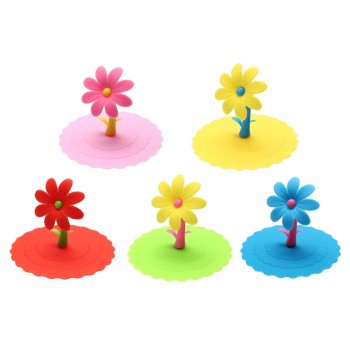 Cute Sunflower Cup Lid Lace Dustproof Reusable Silicone Cup Lid DIY Free splicing Thermal Insulation Cup Cover Seal Cover