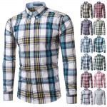 Men Plaid Shirt Long Sleeve Spring Shirt Brand Mens Checkered Shirt Cotton Mens Casual Shirts 2017 Men Plus Size slim fit Camisa