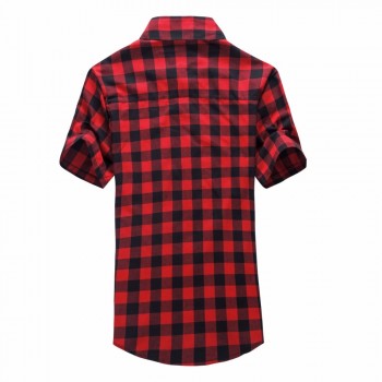 Red And Black Plaid Shirt Men Shirts 2019 New Summer Fashion Chemise Homme Mens Checkered Shirts Short Sleeve Shirt Men Blouse