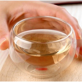 Arshen Big Promotion! 50ML Elegant Clear Drinking Cup Heat Resistant Double Wall Layer Tea Cup Water Cup For flower Tea cups