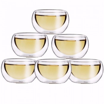 Arshen Big Promotion! 50ML Elegant Clear Drinking Cup Heat Resistant Double Wall Layer Tea Cup Water Cup For flower Tea cups