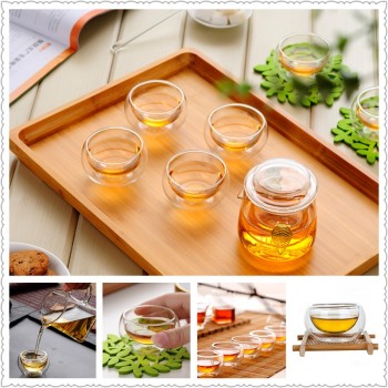 Arshen Big Promotion! 50ML Elegant Clear Drinking Cup Heat Resistant Double Wall Layer Tea Cup Water Cup For flower Tea cups