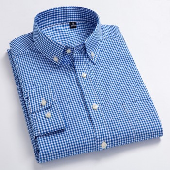 New Arrival Mens Oxford Wash and Wear Plaid Shirts 100% Cotton Casual Shirts High Quality Fashion Design Mens Dress Shirts