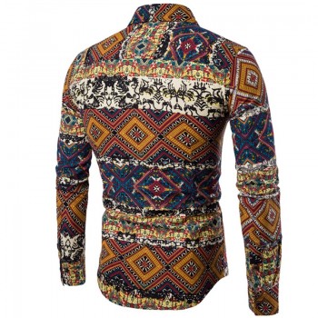 Clothing Fashion Male Shirt Flax Dress Shirts Slim Fit Turn-Down Men Long Sleeve Shirt Mens Hawaiian Shirt Big Sizes