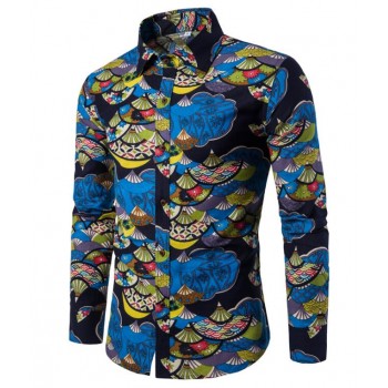 Clothing Fashion Male Shirt Flax Dress Shirts Slim Fit Turn-Down Men Long Sleeve Shirt Mens Hawaiian Shirt Big Sizes