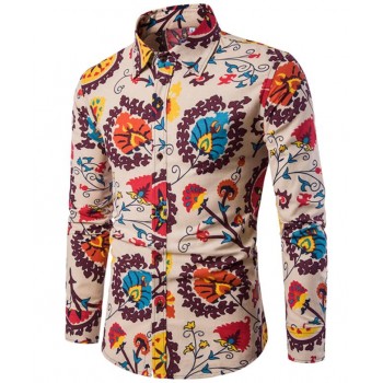 Clothing Fashion Male Shirt Flax Dress Shirts Slim Fit Turn-Down Men Long Sleeve Shirt Mens Hawaiian Shirt Big Sizes