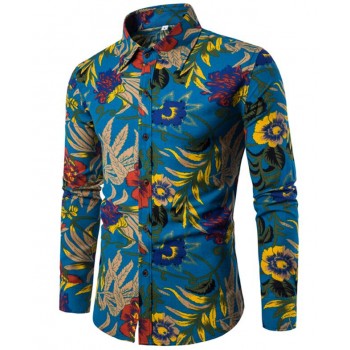 Clothing Fashion Male Shirt Flax Dress Shirts Slim Fit Turn-Down Men Long Sleeve Shirt Mens Hawaiian Shirt Big Sizes