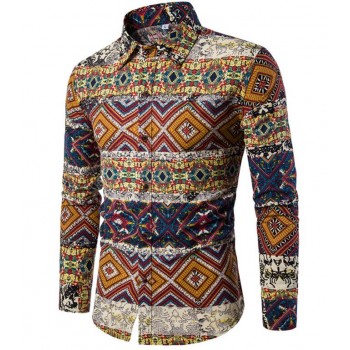 Clothing Fashion Male Shirt Flax Dress Shirts Slim Fit Turn-Down Men Long Sleeve Shirt Mens Hawaiian Shirt Big Sizes