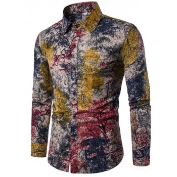 Clothing Fashion Male Shirt Flax Dress Shirts Slim Fit Turn-Down Men Long Sleeve Shirt Mens Hawaiian Shirt Big Sizes
