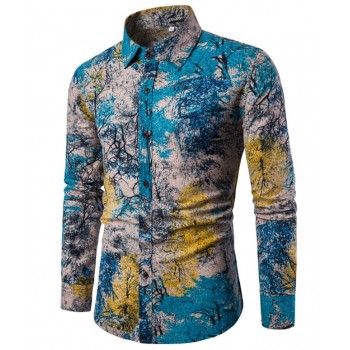 Clothing Fashion Male Shirt Flax Dress Shirts Slim Fit Turn-Down Men Long Sleeve Shirt Mens Hawaiian Shirt Big Sizes