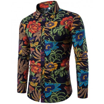 Clothing Fashion Male Shirt Flax Dress Shirts Slim Fit Turn-Down Men Long Sleeve Shirt Mens Hawaiian Shirt Big Sizes