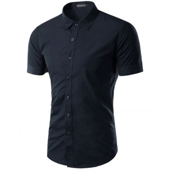 2018 Fashion Mens Shirt Casual Slim Fit Business Formal Shirt Short Sleeve Mens Solid Chemise Homme Asian Size