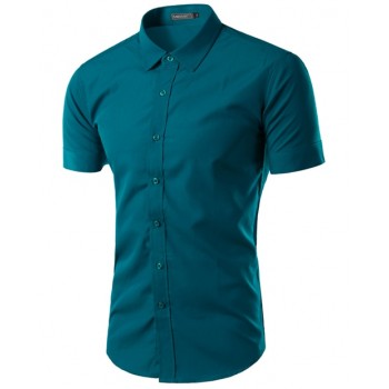 2018 Fashion Mens Shirt Casual Slim Fit Business Formal Shirt Short Sleeve Mens Solid Chemise Homme Asian Size