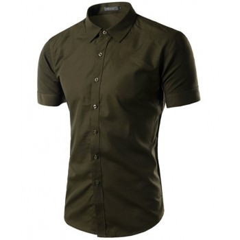 2018 Fashion Mens Shirt Casual Slim Fit Business Formal Shirt Short Sleeve Mens Solid Chemise Homme Asian Size