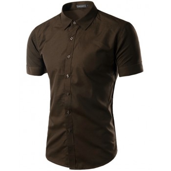 2018 Fashion Mens Shirt Casual Slim Fit Business Formal Shirt Short Sleeve Mens Solid Chemise Homme Asian Size