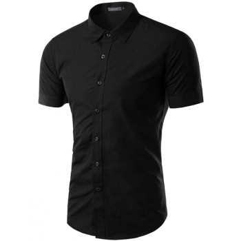 2018 Fashion Mens Shirt Casual Slim Fit Business Formal Shirt Short Sleeve Mens Solid Chemise Homme Asian Size