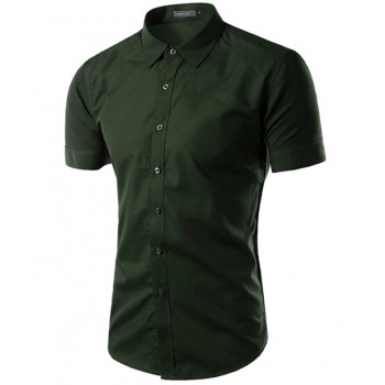 2018 Fashion Mens Shirt Casual Slim Fit Business Formal Shirt Short Sleeve Mens Solid Chemise Homme Asian Size