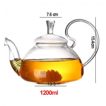 600 - 1200ml Heat-resistant Glass Teapot Flower Tea Kettle Puer Herbal Blooming Teapot Microwavable Stovetop Safe TeaPot Teaware
