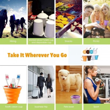 4 Colors 250ML Silicone Travel Cup Retractable Folding Coffee Cup Telescopic Collapsible Tea Cup Outdoor Sports Tour Water Cup