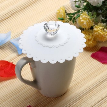 Creative Eco-Friendly Cartoon Heat Resistant Lace Silicone Dustproof Leakproof Reusable Silicone Cup Cover Cap  Cover Seal Cover