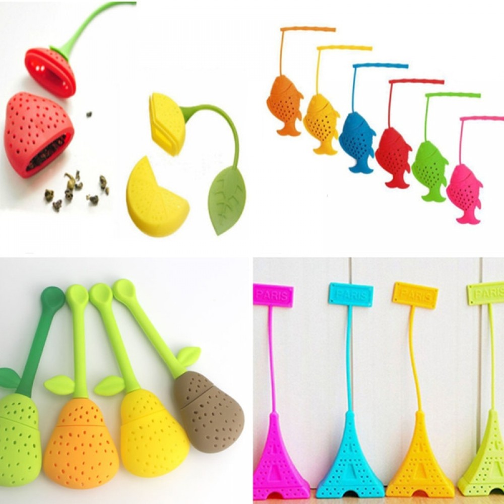 Tea Infuser lemon pear Rose Note fish Tower Strainers FDA Approved Silicone Loose Leaf Herbal Spice Holder Blacktea Brewing Tool