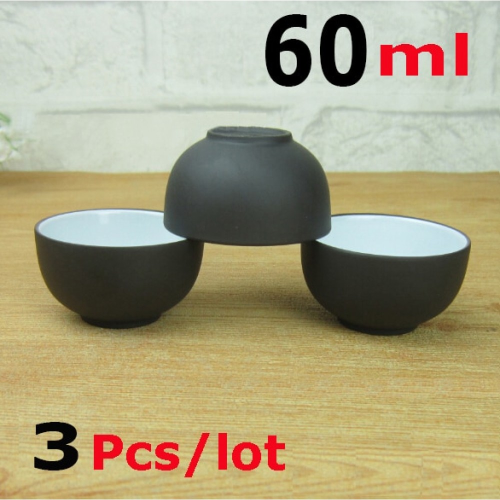 Hot Sale 3 Pcs Purple Clay Tea Cup Set 60ml Capacity Teacup Cups Ceramic Teacups Kung Fu A+ Quality Porcelain Gift Packed Safe