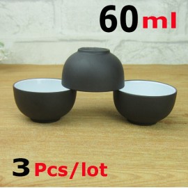 Hot Sale 3 Pcs Purple Clay Tea Cup Set 60ml Capacity Teacup Cups Ceramic Teacups Kung Fu A+ Quality Porcelain Gift Packed Safe