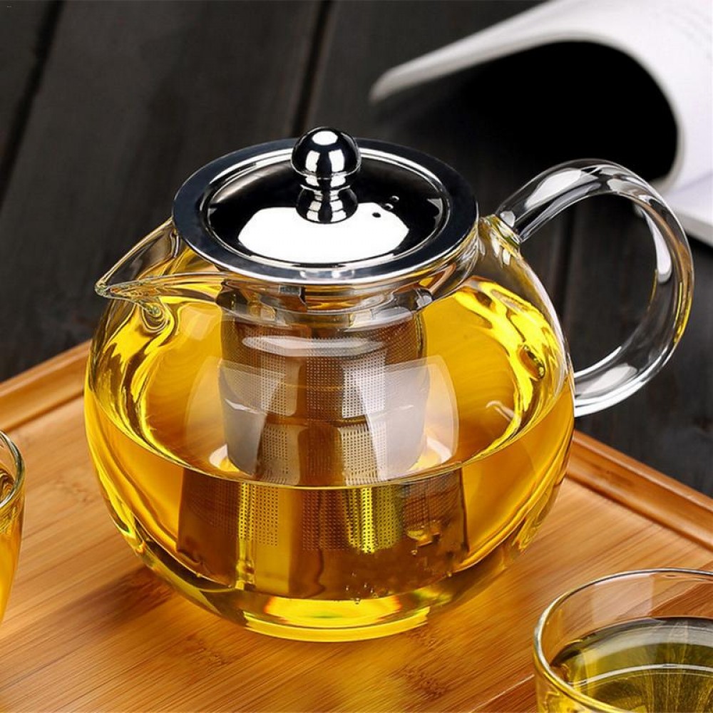 High quality Heat Resistant Glass Tea Pot,Chinese Flower Tea Set Puer Kettle Coffee Teapot Convenient With Infuser Office Home