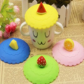 1pc Lovely Anti-dust Silicone Fruit Cup Cover Leakproof Coffee Suction Lid Cap Airtight Sealed Cup Cover Coffee Mug Lid