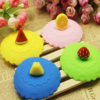 1pc Lovely Anti-dust Silicone Fruit Cup Cover Leakproof Coffee Suction Lid Cap Airtight Sealed Cup Cover Coffee Mug Lid