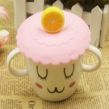 1pc Lovely Anti-dust Silicone Fruit Cup Cover Leakproof Coffee Suction Lid Cap Airtight Sealed Cup Cover Coffee Mug Lid