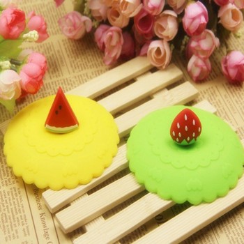 1pc Lovely Anti-dust Silicone Fruit Cup Cover Leakproof Coffee Suction Lid Cap Airtight Sealed Cup Cover Coffee Mug Lid