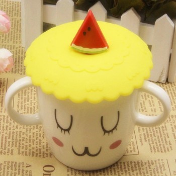1pc Lovely Anti-dust Silicone Fruit Cup Cover Leakproof Coffee Suction Lid Cap Airtight Sealed Cup Cover Coffee Mug Lid