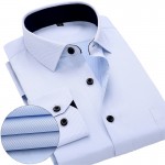 New Arrived 2018 mens work shirts Brand soft Long sleeve square collar regular striped /twill men dress shirts white male tops