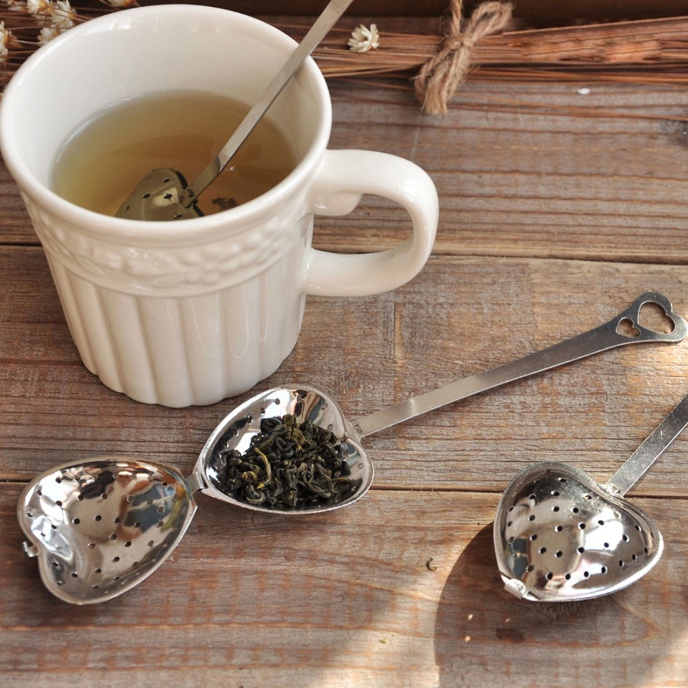 Lovely Heart Shape Stainless Steel Tea Infuser Spoon Strainer Steeper Handle Shower