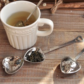 Lovely Heart Shape Stainless Steel Tea Infuser Spoon Strainer Steeper Handle Shower