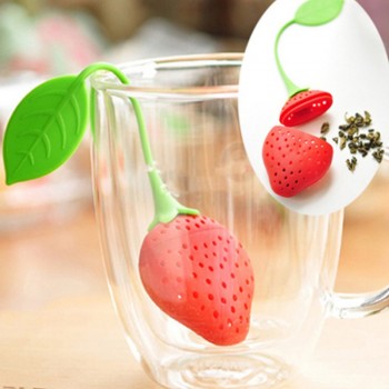 Lovely Silicone Strawberry Tea Infuser teabag kettle Loose Tea leaf Strainer ball holder Herbal Spice Filter Tea teapot tool B02
